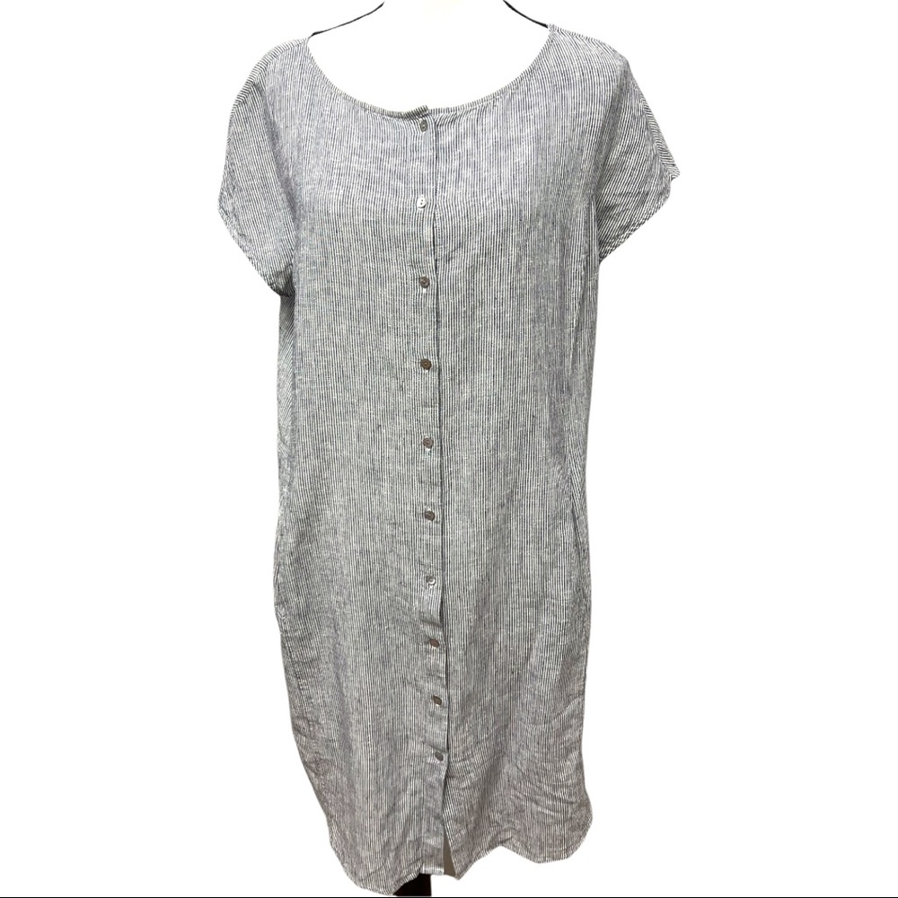 Eileen Fisher hemp cotton chambray midi dress